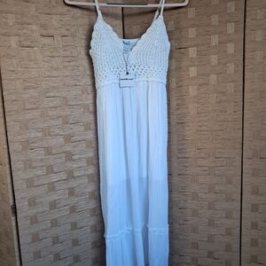 Charolette Russo White Crochet Maxi Dress